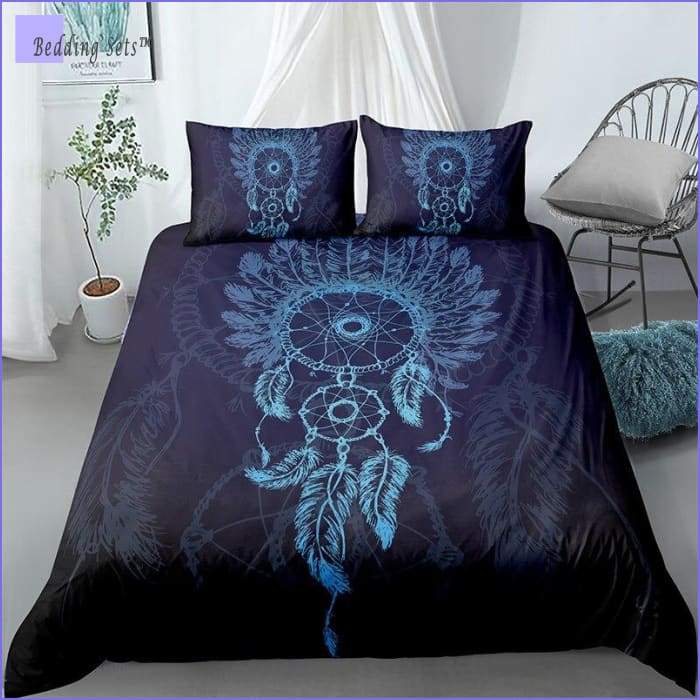 Duvet cover cat dream deep blue