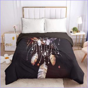 Duvet cover cat dreams black