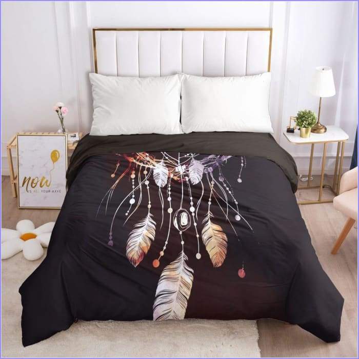 Duvet cover cat dreams black