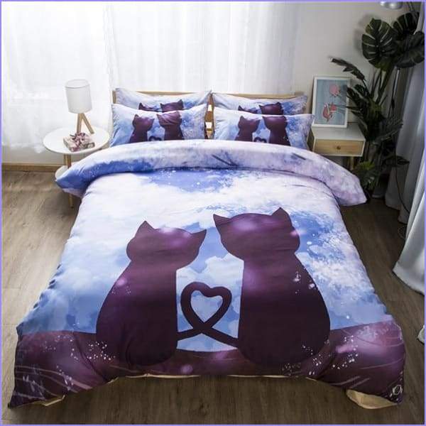 Duvet cover with cat pattern