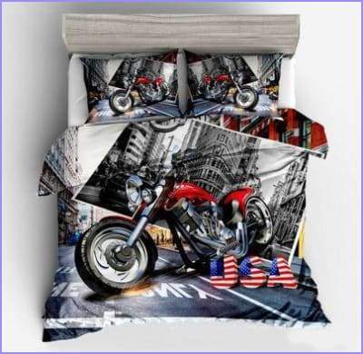 Duvet cover with motorcycle