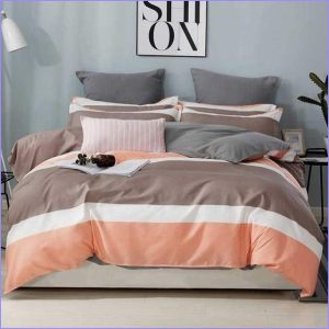 Duvet cover Taupe / Orange tape