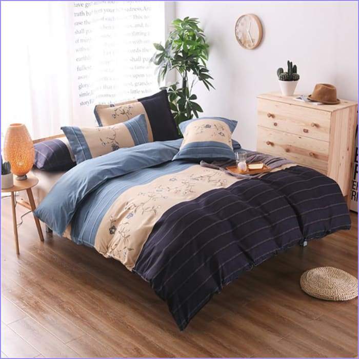 Navy and beige blue duvet cover