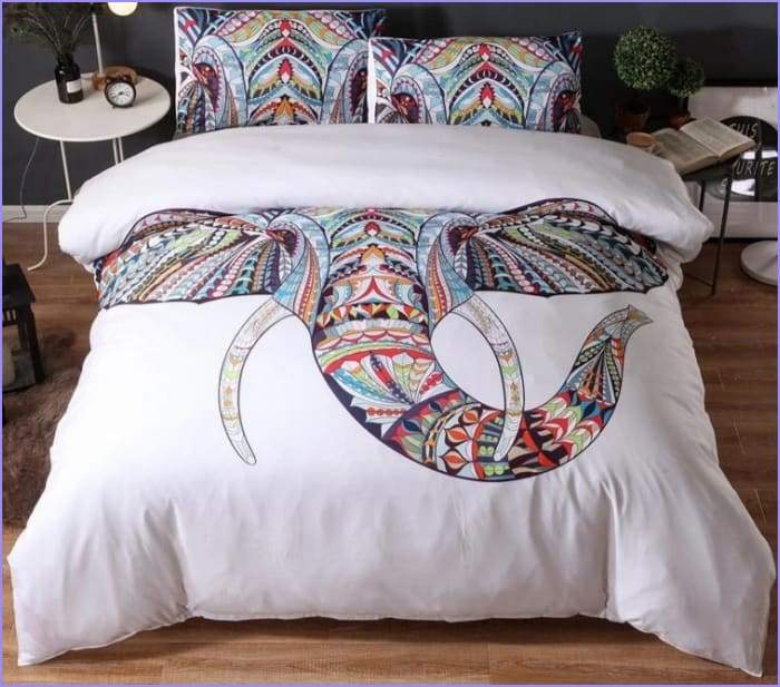 Indian elephant bohemian duvet cover