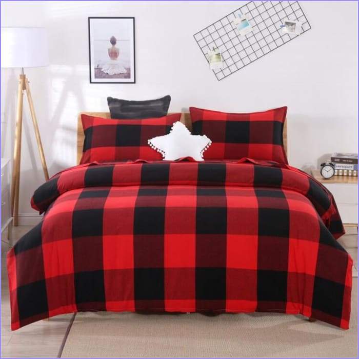 Red and black tile duvet cover