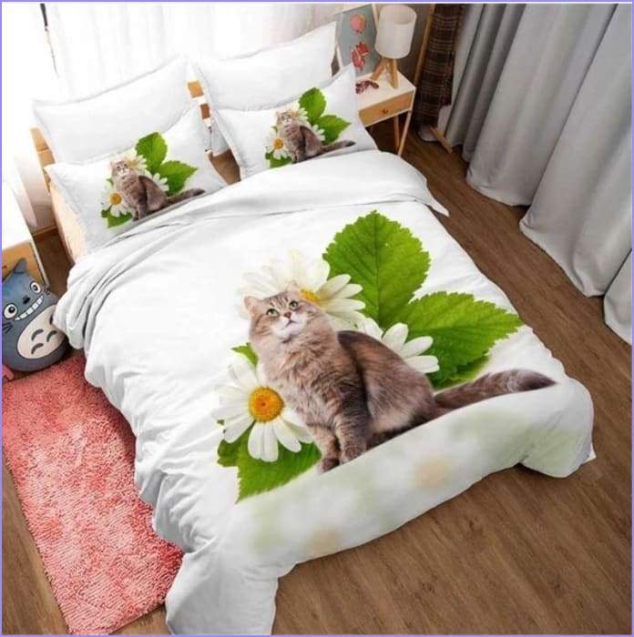 Natural cat duvet cover