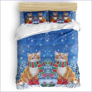Holiday cat duvet cover