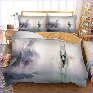 Horse and wolf duvet cover