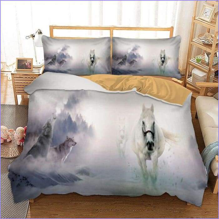 Horse and wolf duvet cover