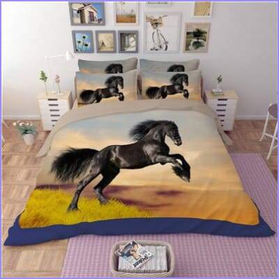 Horse duvet cover - black stall