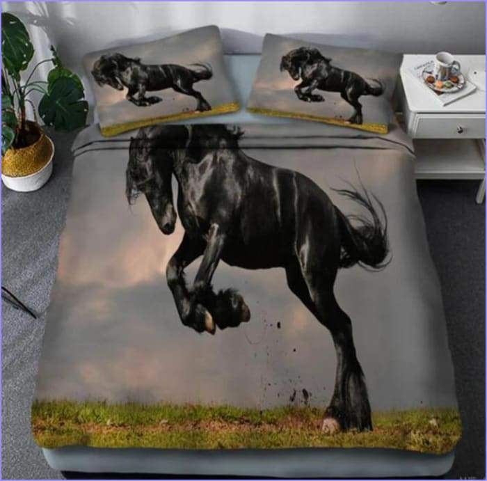 Stylish black horse duvet cover
