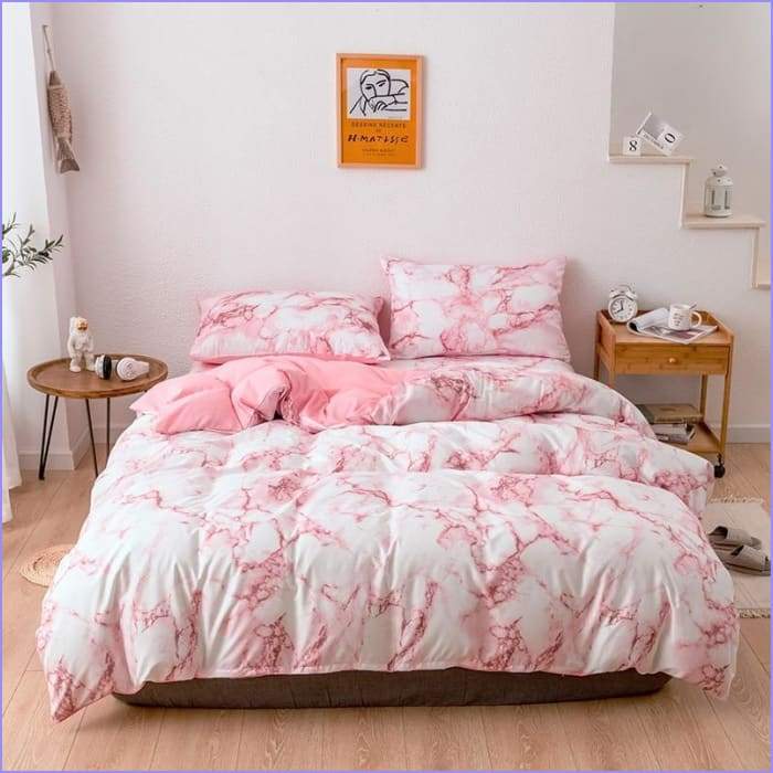 Rose marble effect duvet cover