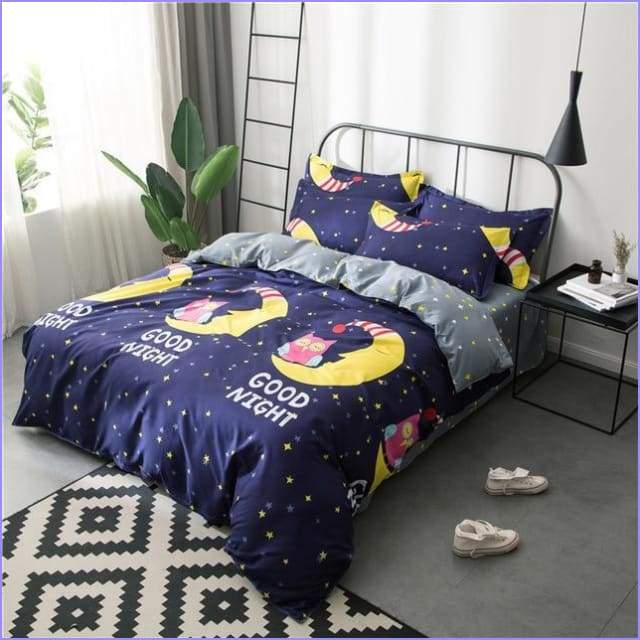 Owl and moon child duvet cover