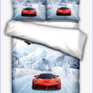 Ferrari duvet cover on snow