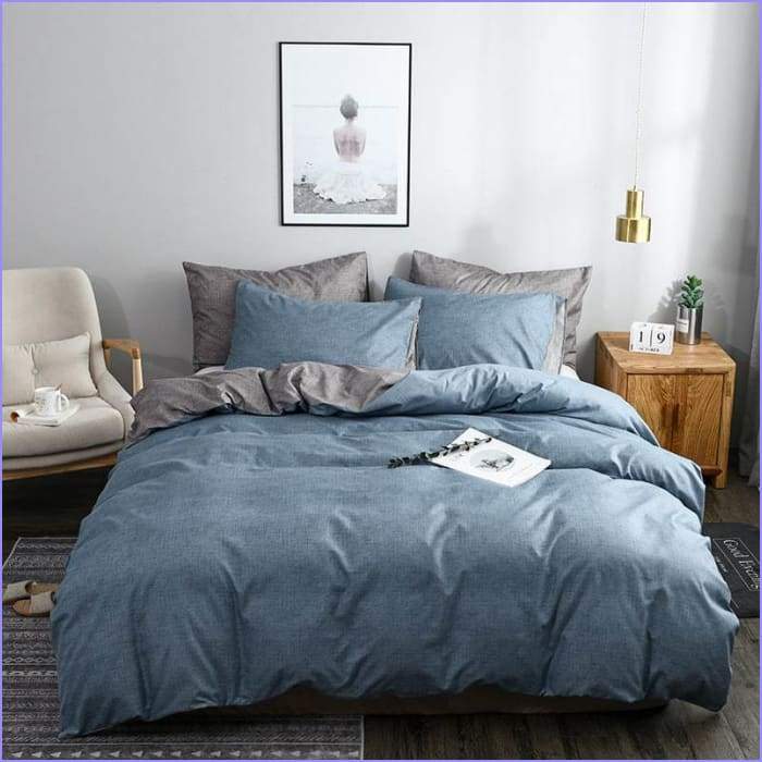 Gray and blue duvet cover