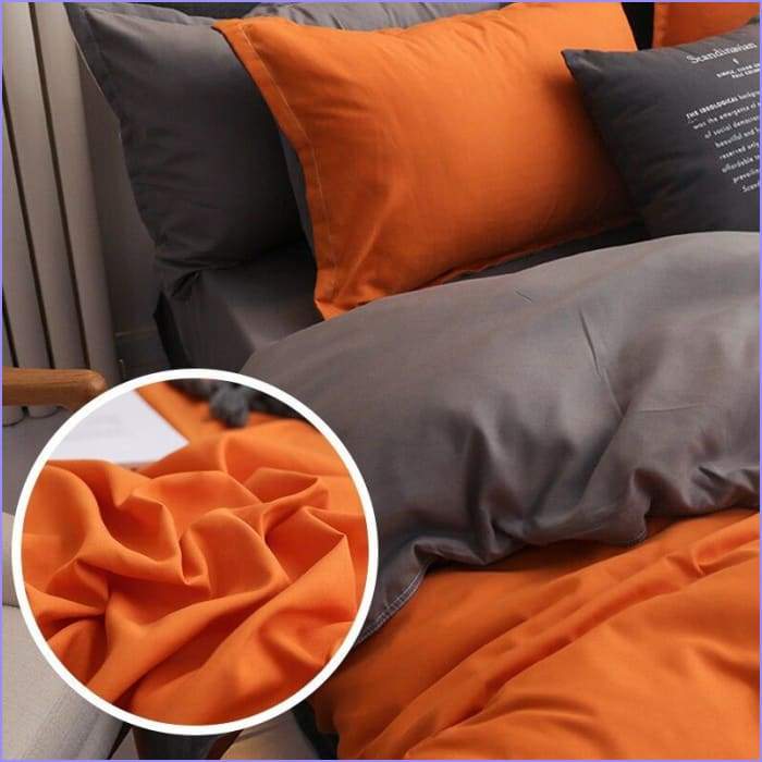 Gray and orange duvet cover - Image 4