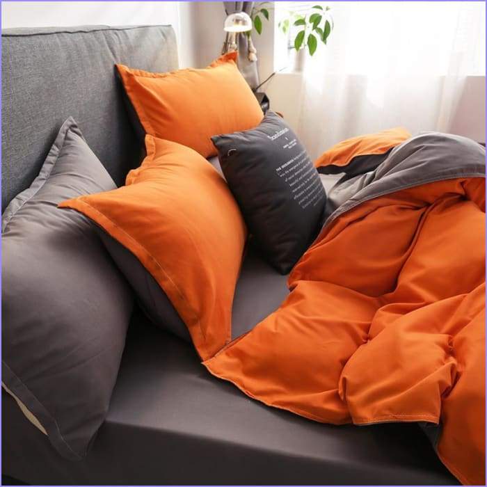 Gray and orange duvet cover - Image 2