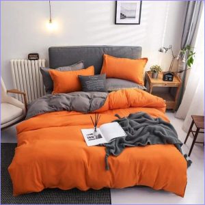 Gray and orange duvet cover