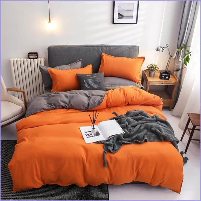 Gray and orange duvet cover