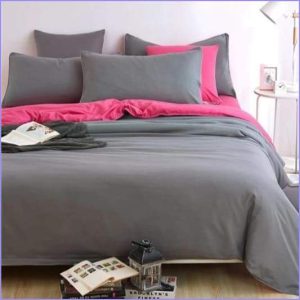 Gray and pink duvet cover