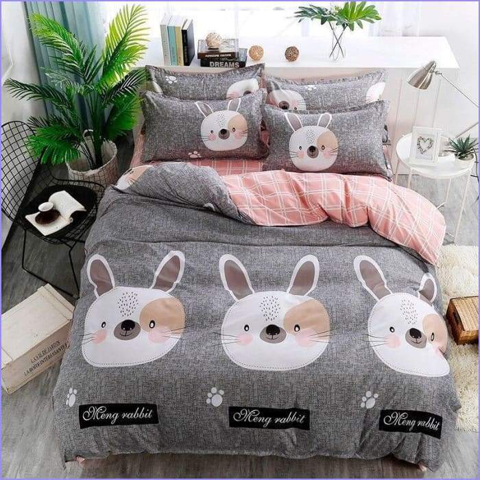 Gray bunny duvet cover