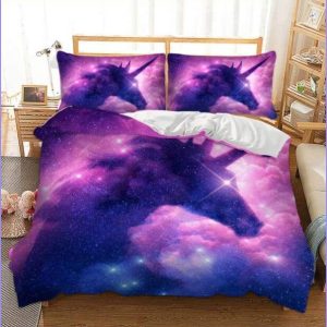 Unicorn duvet cover in pink clouds