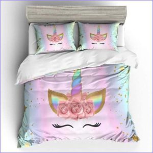 Unicorn duvet cover girl horn rainbow