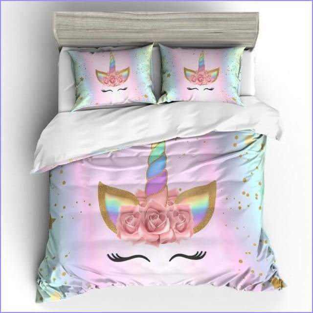 Unicorn duvet cover girl horn rainbow