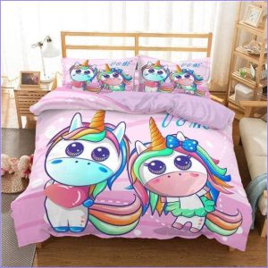 Unicorned Duvet Cover Manga Style Girl