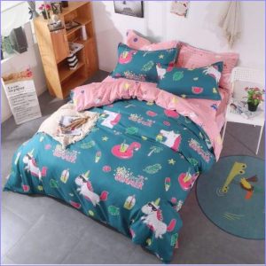 Unicorn duvet cover Summer Love pink and blue