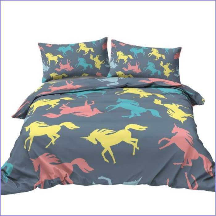 Multicolored unicorned duvet cover