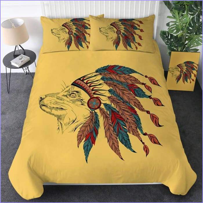 Indian head wolf duvet cover