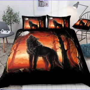 Wolf duvet cover - sunset