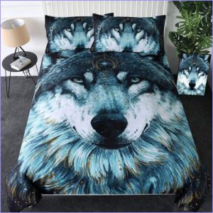 Wolf duvet cover in darkness