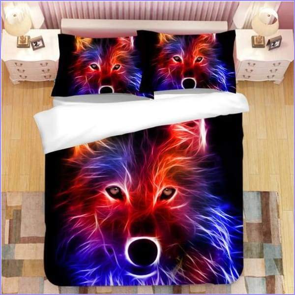 Electric wolf duvet cover