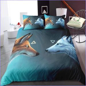 Wolf duvet cover face to face
