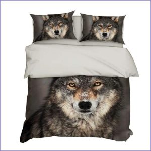 Gray wolf duvet cover