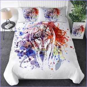 Duvet cover Wolf style painting