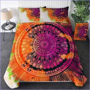 Orange Indian Mandala Duvet Cover