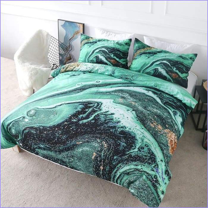 Marble duvet cover - turquoise
