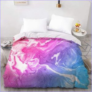 Pink and blue marbled duvet cover