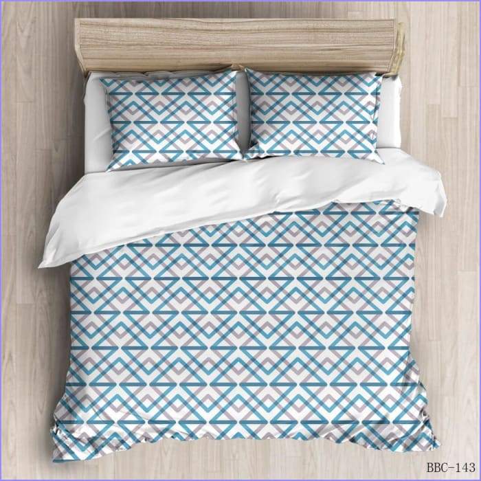 Modern Duvet Cover - Gray and Blue Squares