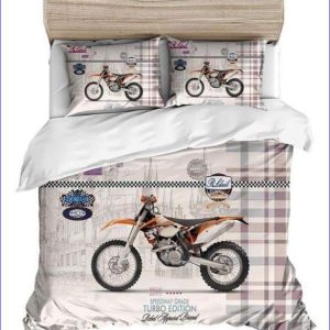 Motorcycle Cross Duvet Cover Vintage