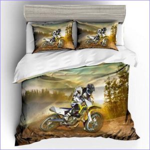 Motocross duvet cover in the forest