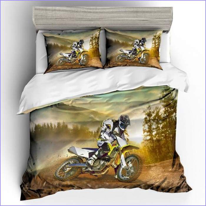 Motocross duvet cover in the forest