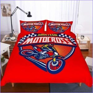 Red motocross duvet cover