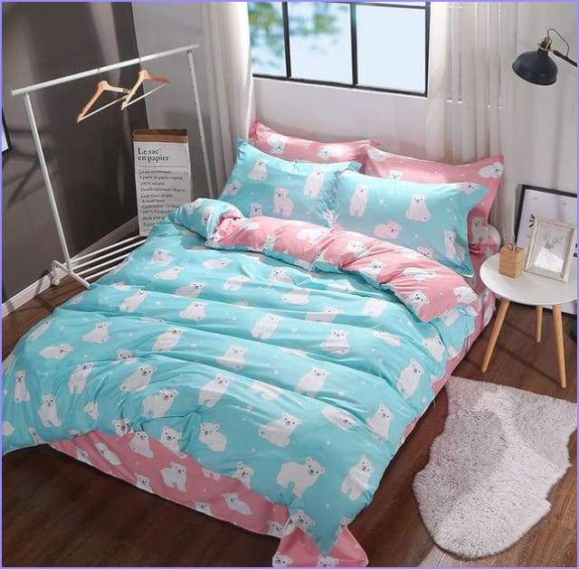 Duvet cover Bears blue and pink (reversible)