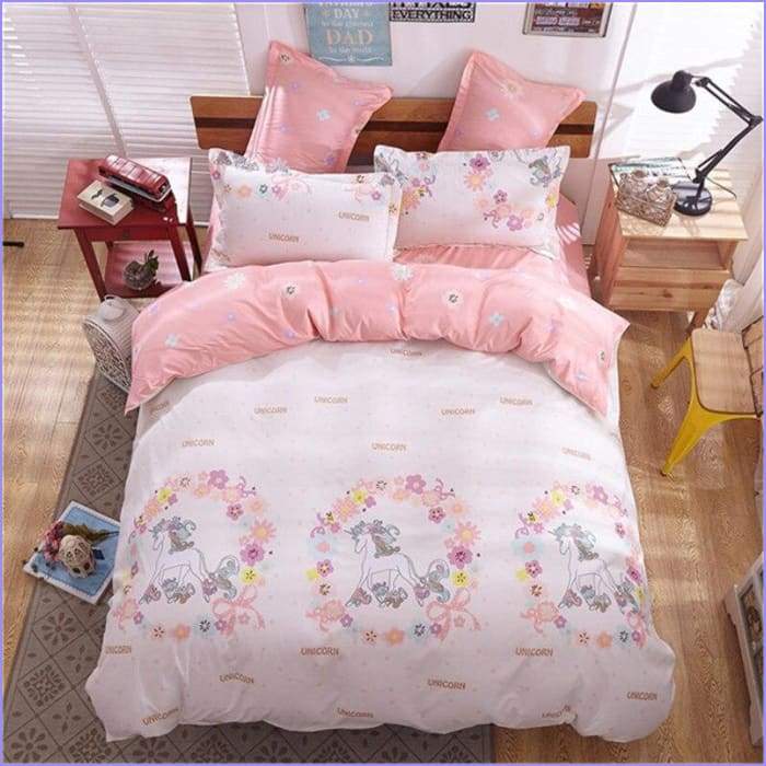Pink Licorne Duvet Cover