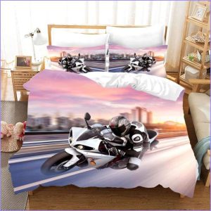 Racing motorcycle driver duvet cover