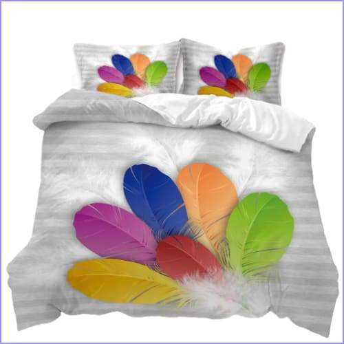 Multicolored feather duvet cover